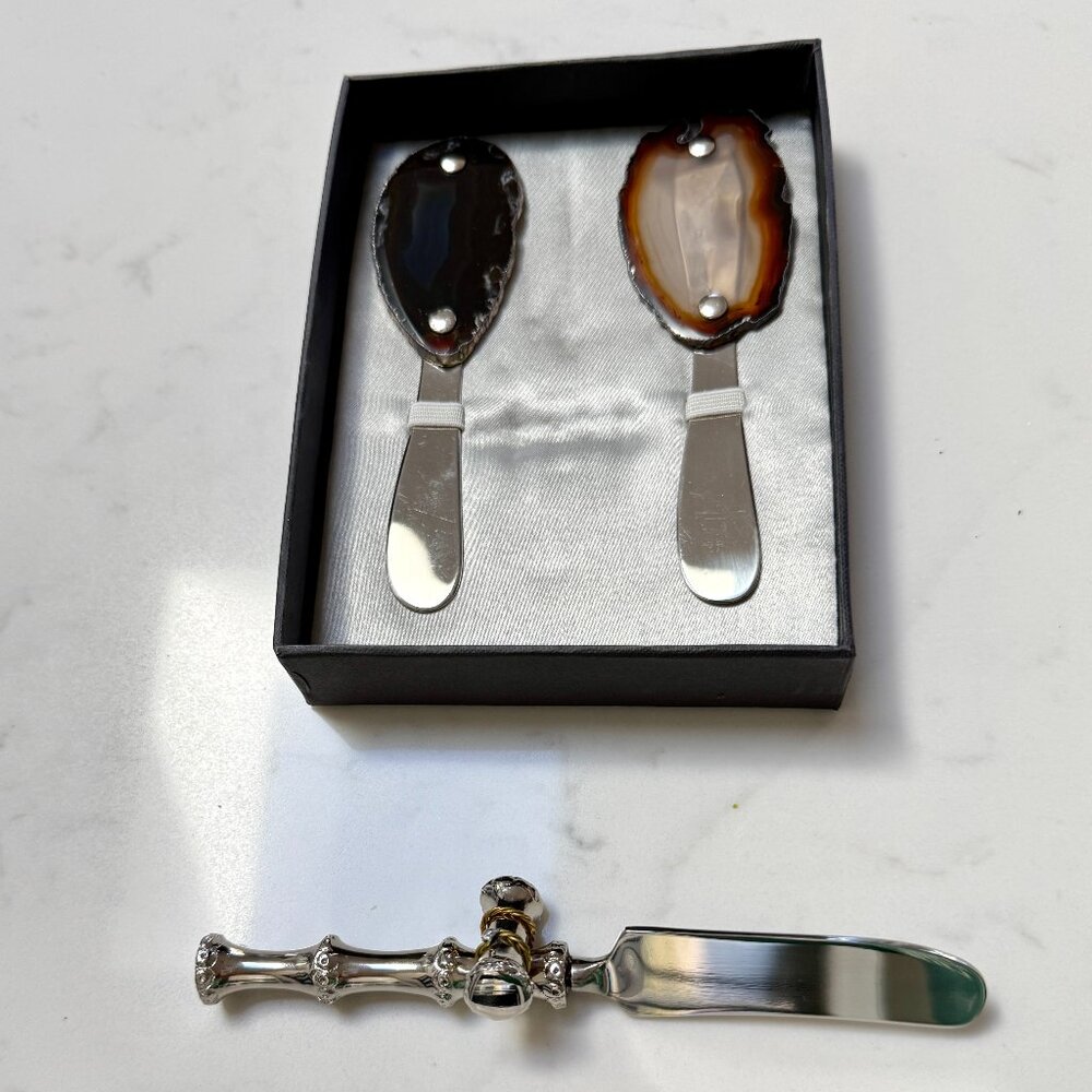 Rablabs Cheese Knife with Spreaders  Agate & Silver - Picture 4 of 9